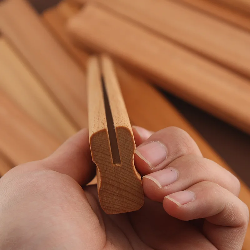 Hand-held Leather Edge Oil Wood Clip Drying Side Oil Rack Beech Wood Waxing Can Stand Length 37.5cm Slot Width 3mm