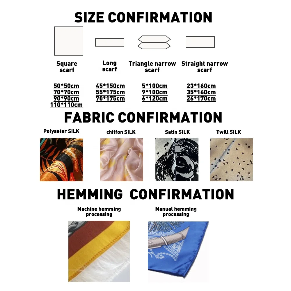 Wholesale Large Silk Scarf Ladies Custom Logo Digital Print Luxury Silk Scarves For Women foulard en soie