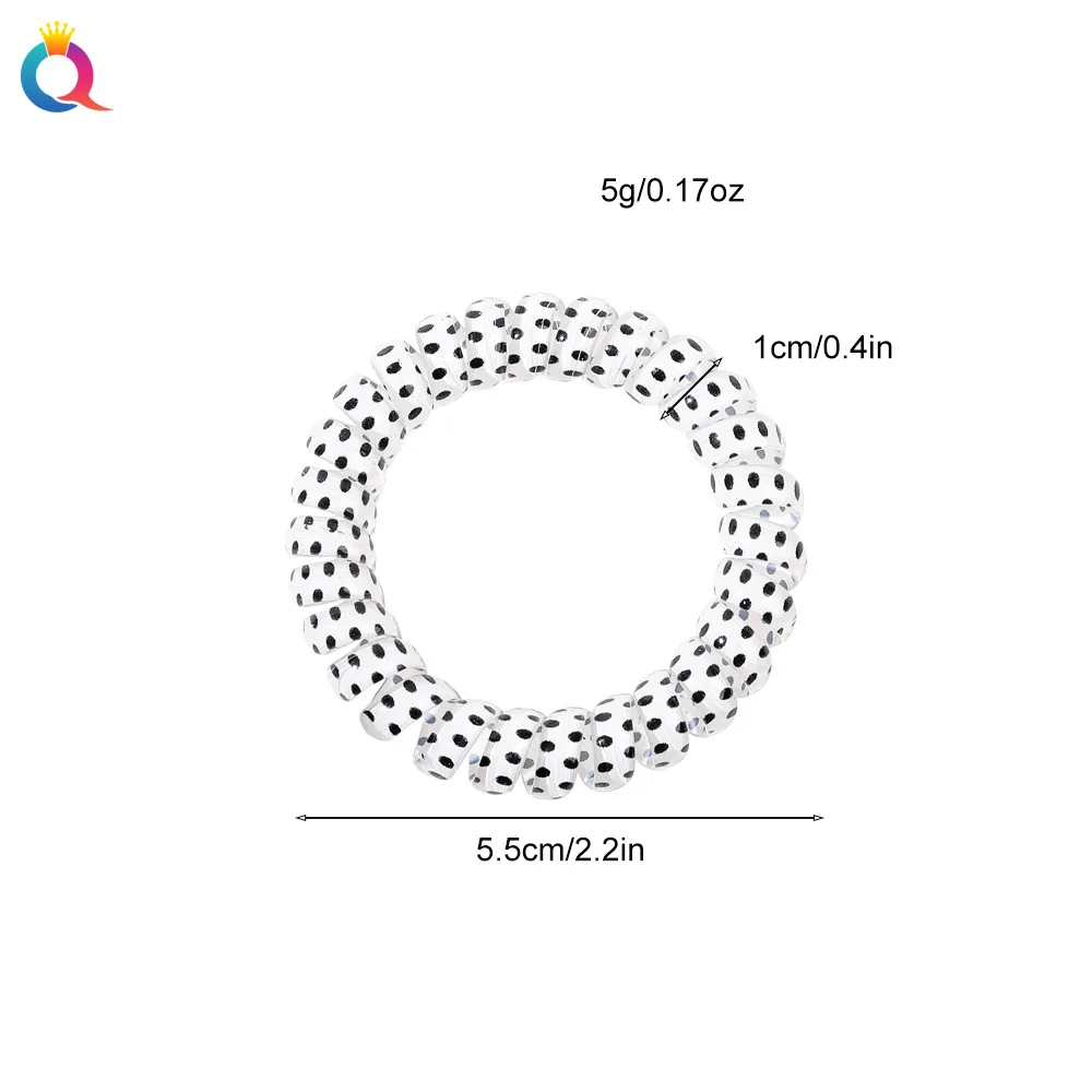QIYUE black white spiral elastic hair tie telephone wire hair ring band ponytail holder