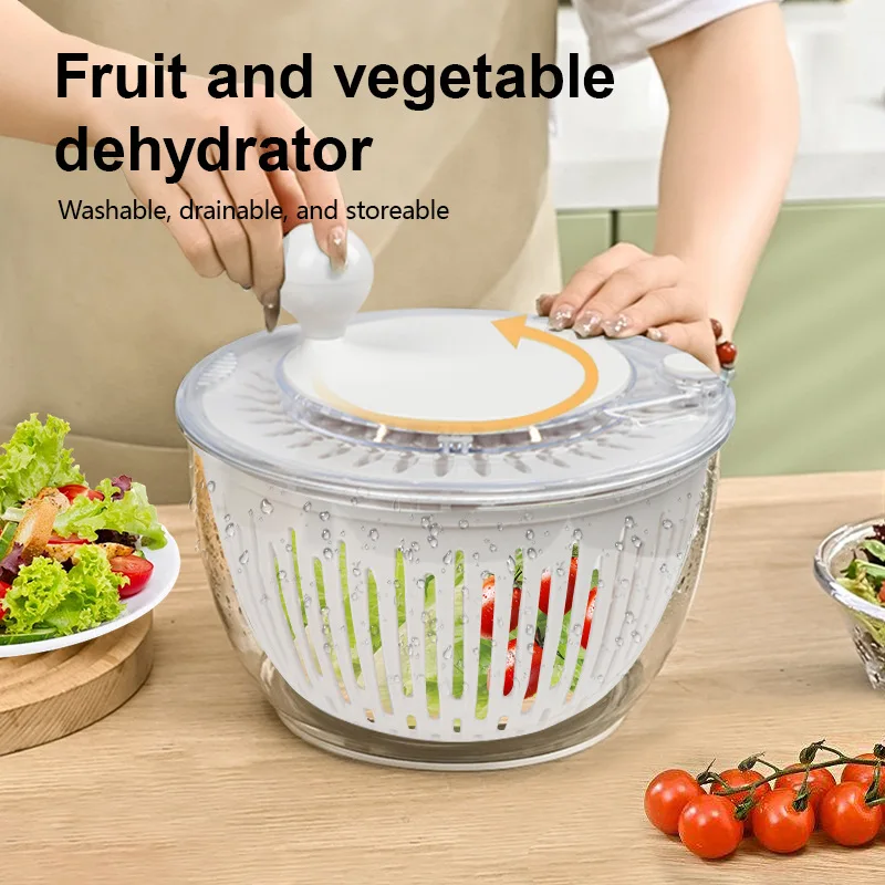 5L Colander Lettuce Plastic Fresh Crisp Clean Spin Dry Salad Pump Spinner Fruits Vegetables with Bowl Kitchen Appliance Tools