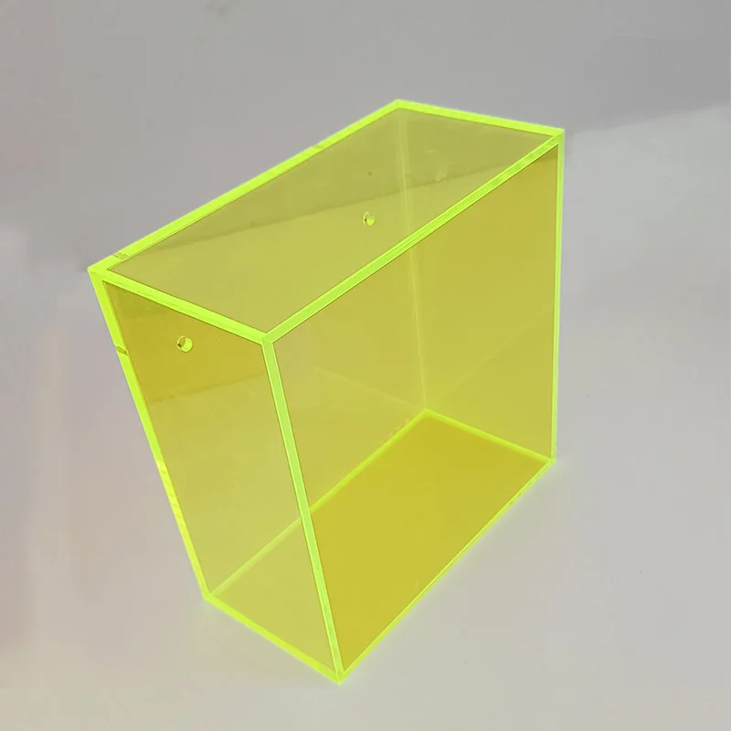 decorative fluorescent color acrylic wall mount display box for living room storage books, figures, display shelves