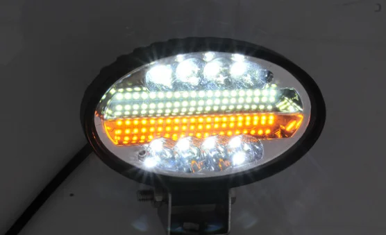 LED oval yellow, white, red and blue flash work spotlights off-road modified  A-pillar lights