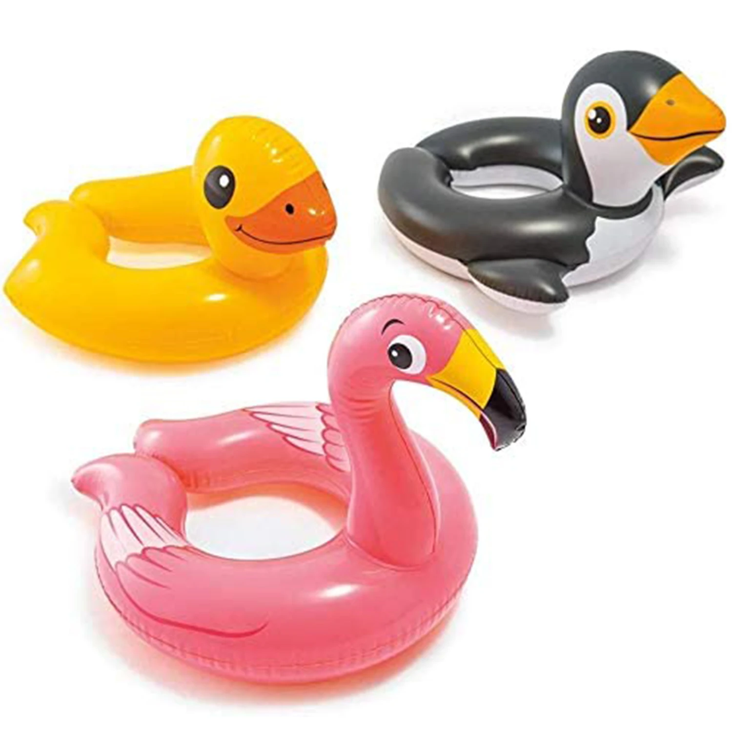 Animal Head Split Ring Pool Floats Includes  Duck Penguin Flamingo Pool Party Toys Outdoor Water Floats