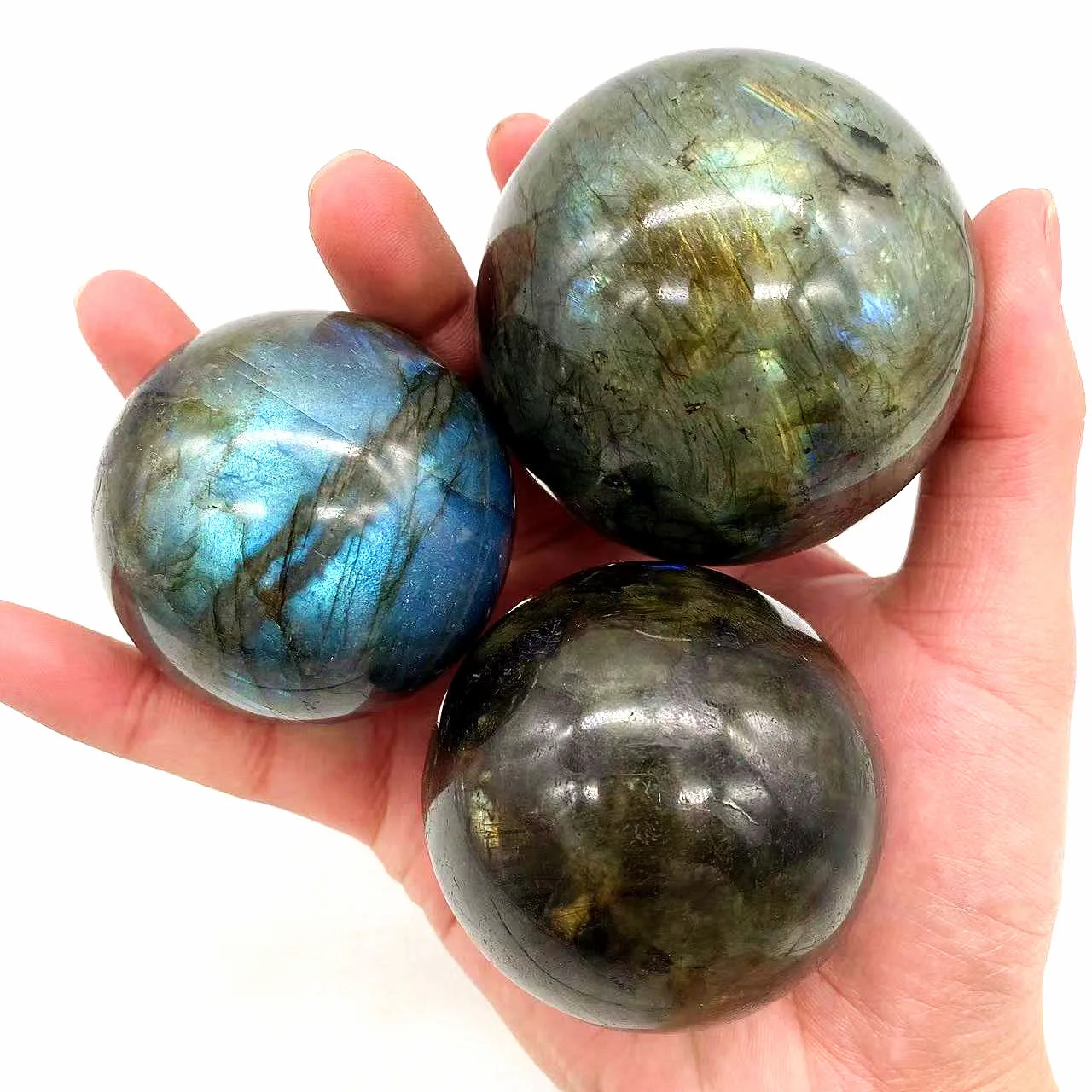 Natural Healing Stone Mineral Flash Crystal Sphere Rainbow Labradorite Ball for Divination