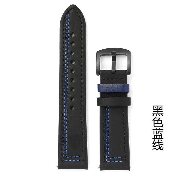 Top layer cow leather sports watch strap high quality low MOQ with quick release springbars for smart watch