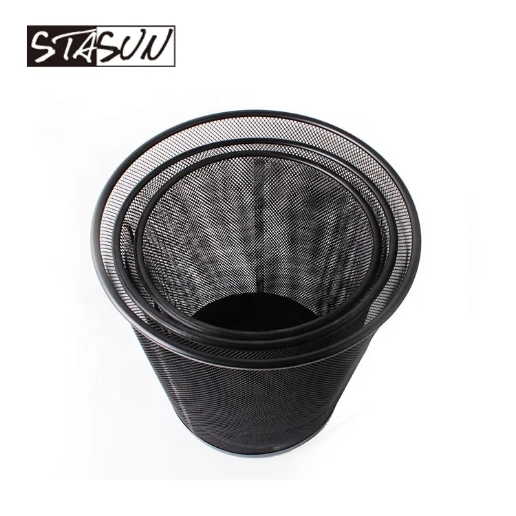 STASUN Round Wire Mesh Trash Can Metal Paper Waste Bin office school home use