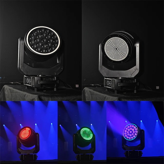 2024 New zoom wash moving head light 24X25W double side RGBW 4in1 strobe led stage light