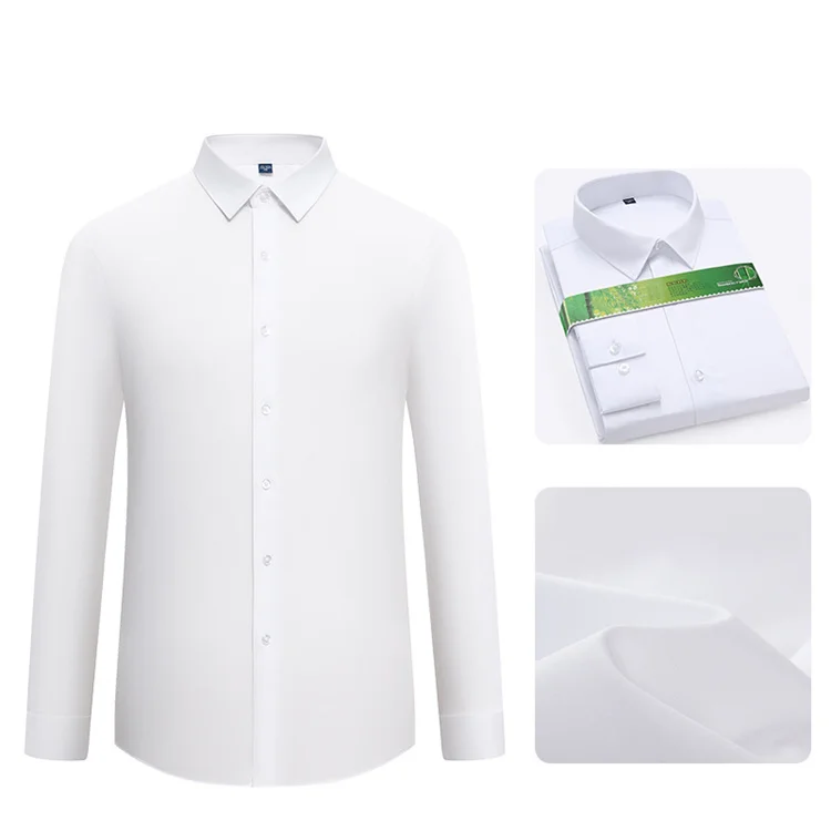 Wholesale Bamboo long sleeved shirts  Casual cool cheap Bamboo textile shirt  Customized stretch logo printed shirt