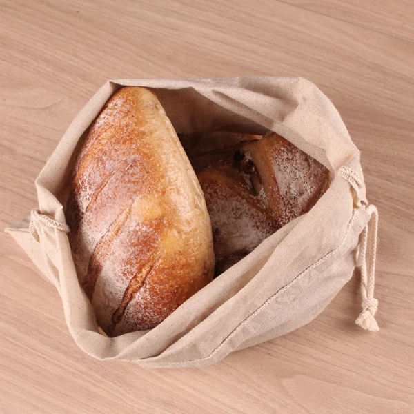 
BOSI Reusable Linen Bread Bag 26CM * 23CM 100% Natural Linen Bread Bags for Homemade Bread Drawstring Fabric Sacks Plastic-Free 