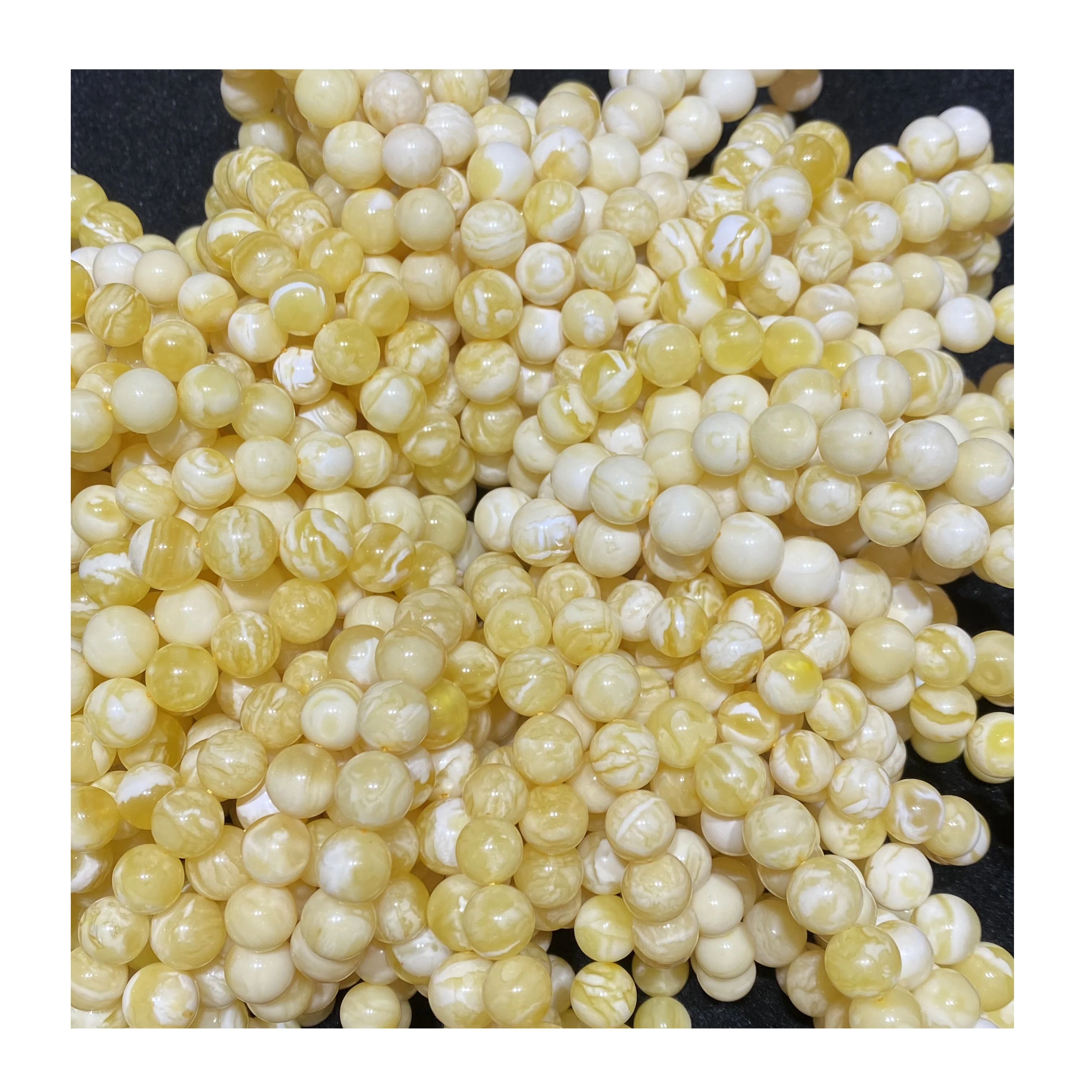 Натуральный Янтарный Балтийский русский Янтарный 10-12 мм белый бисер в форме янтарного мусульманского Розария ожерелье браслет