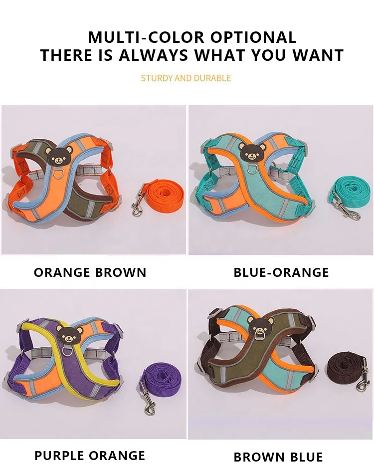 drop shipping pet harness and leash walk outdoors Soft Mesh Vest luxury Dog Harness Set