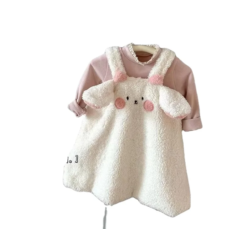 Shuoyang Girls fashion clothing Bunny ear slip dress A thick dress for cute girls ages 3-12 Girls dress manufacturer