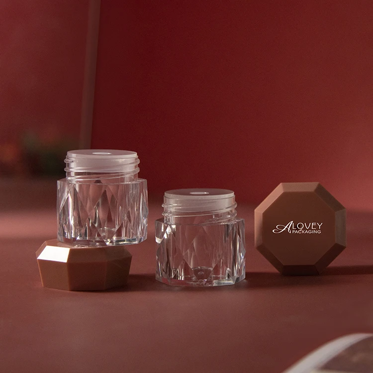 Fashion Polygon Diamond Type Cut Out Eyeshadow Glitter Packaging Plastic Jar 10G Glitter Container