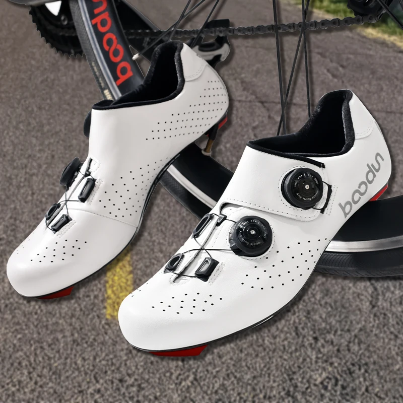 HBG 1291 outdoor genuine leather carbon fiber road cycling shoes road bike men bicycle shoes