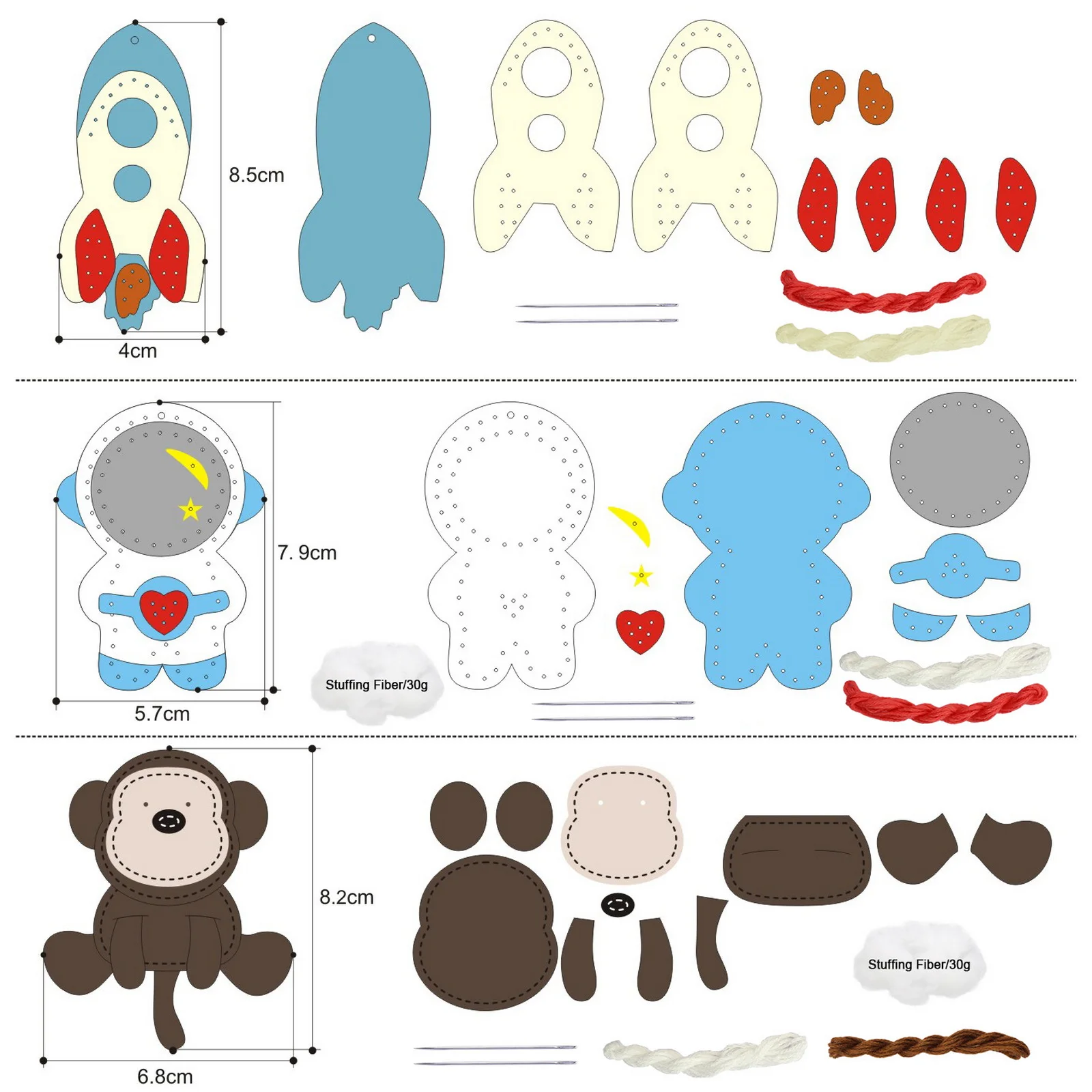 Wholesale DIY Sewing Toys Felt Sewing Set for Kit Children Felt Plush Animals Craft Kit