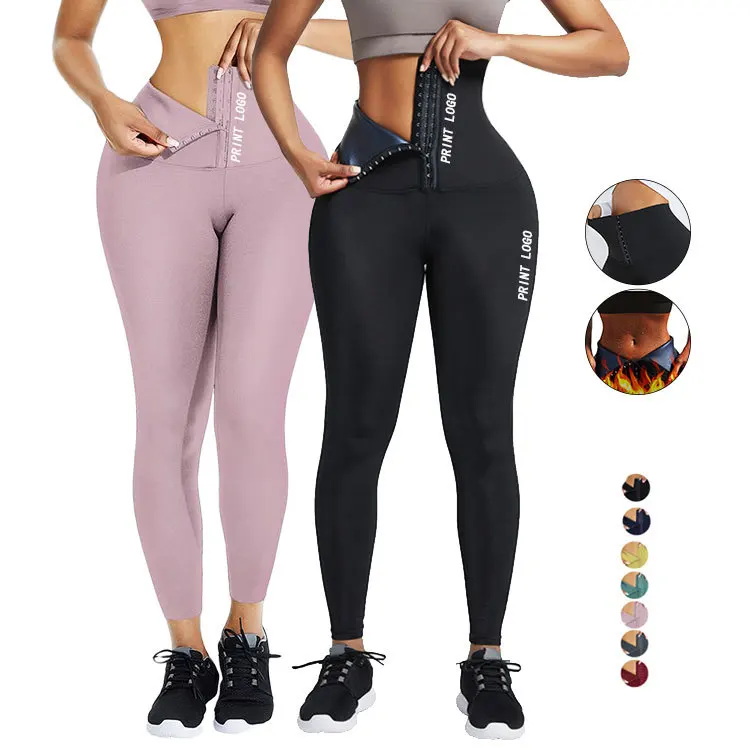Custom Logo Neoprene  Women Fitness Lose Weight Tummy Control Waist Trainer Corset Leggings Sauna Sweat Pants