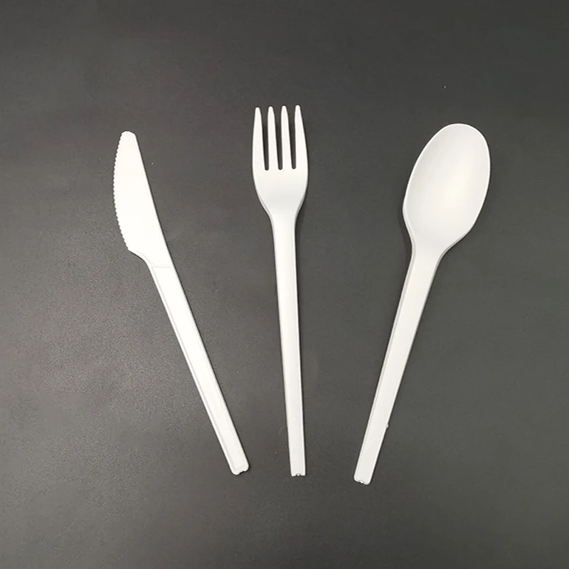 fancy custom  plastic biodegradable PLA disposable knife fork spoon flatware cutlery set