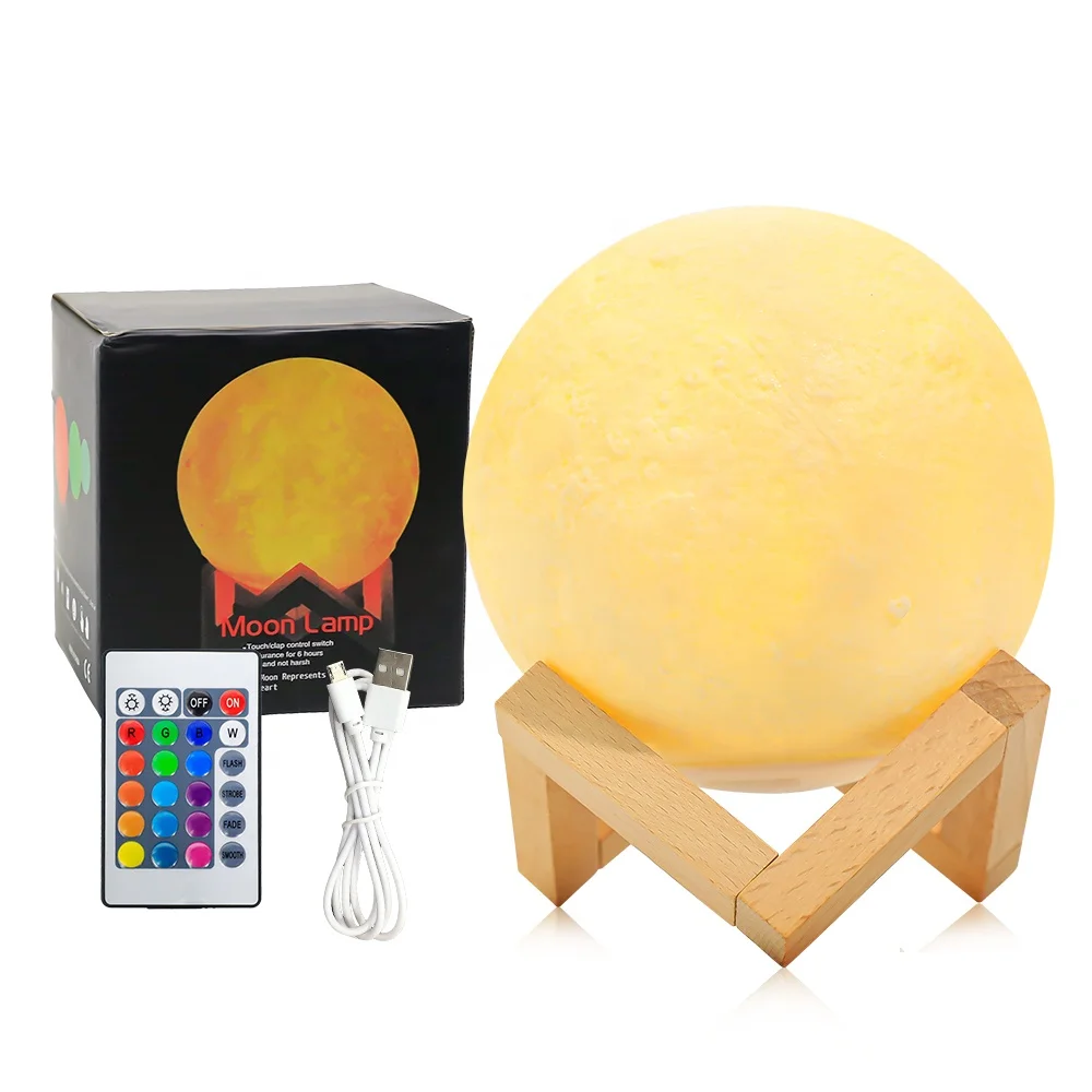 3D Moon Lamp Kids Night Light 16 Colors LED Light Rechargeable Battery