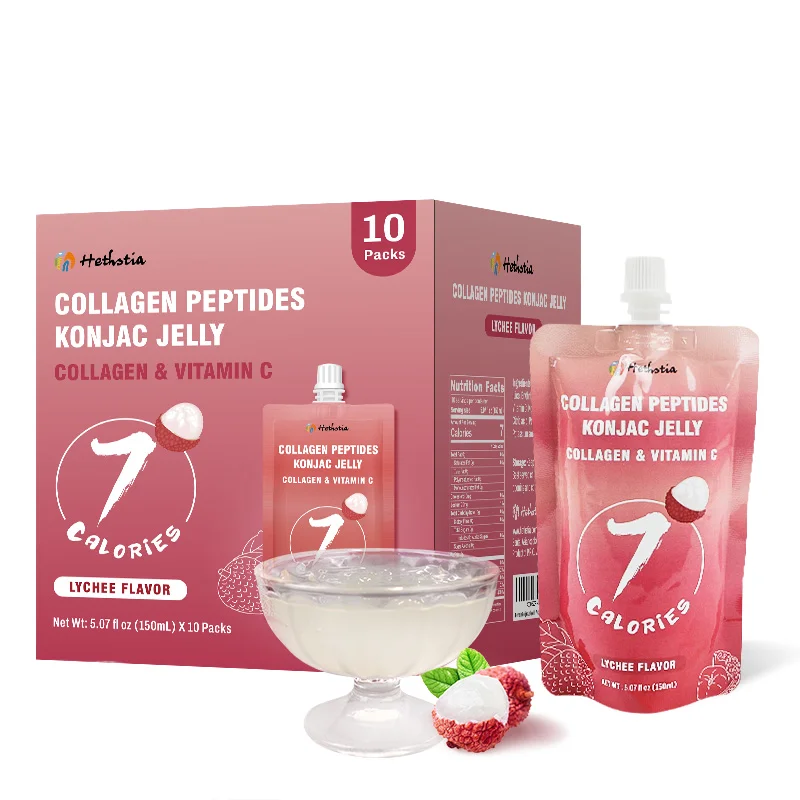 Zero Sugar Fat Konjac Snack Healthy Collagen Peptide Lychee Flavor Drinkable Konjac Jelly Drink With Vitamin C