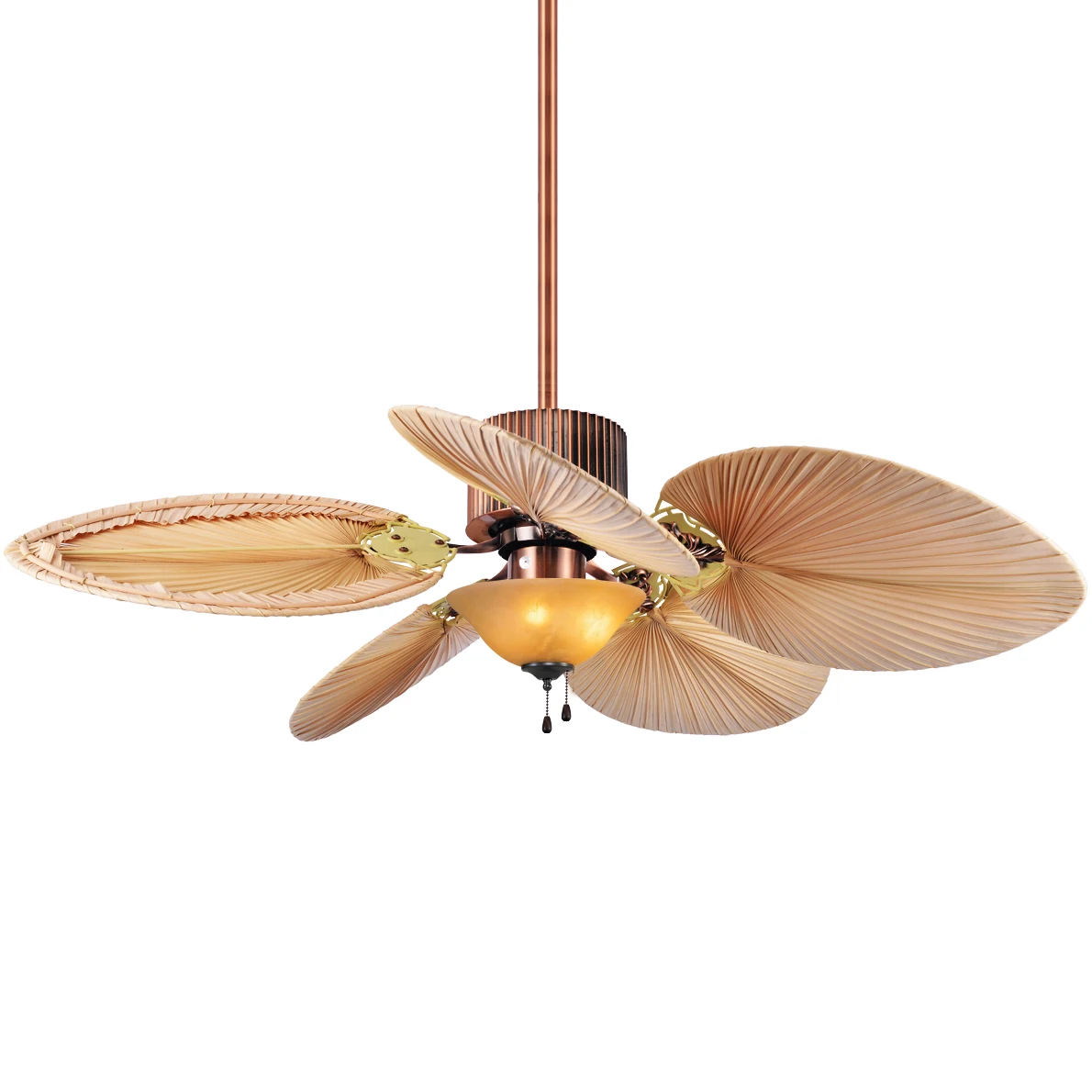 New Designs Decoration Hotel Office 52 Inch Hand-woven Rattan Blade Remote Control Ceiling Fan