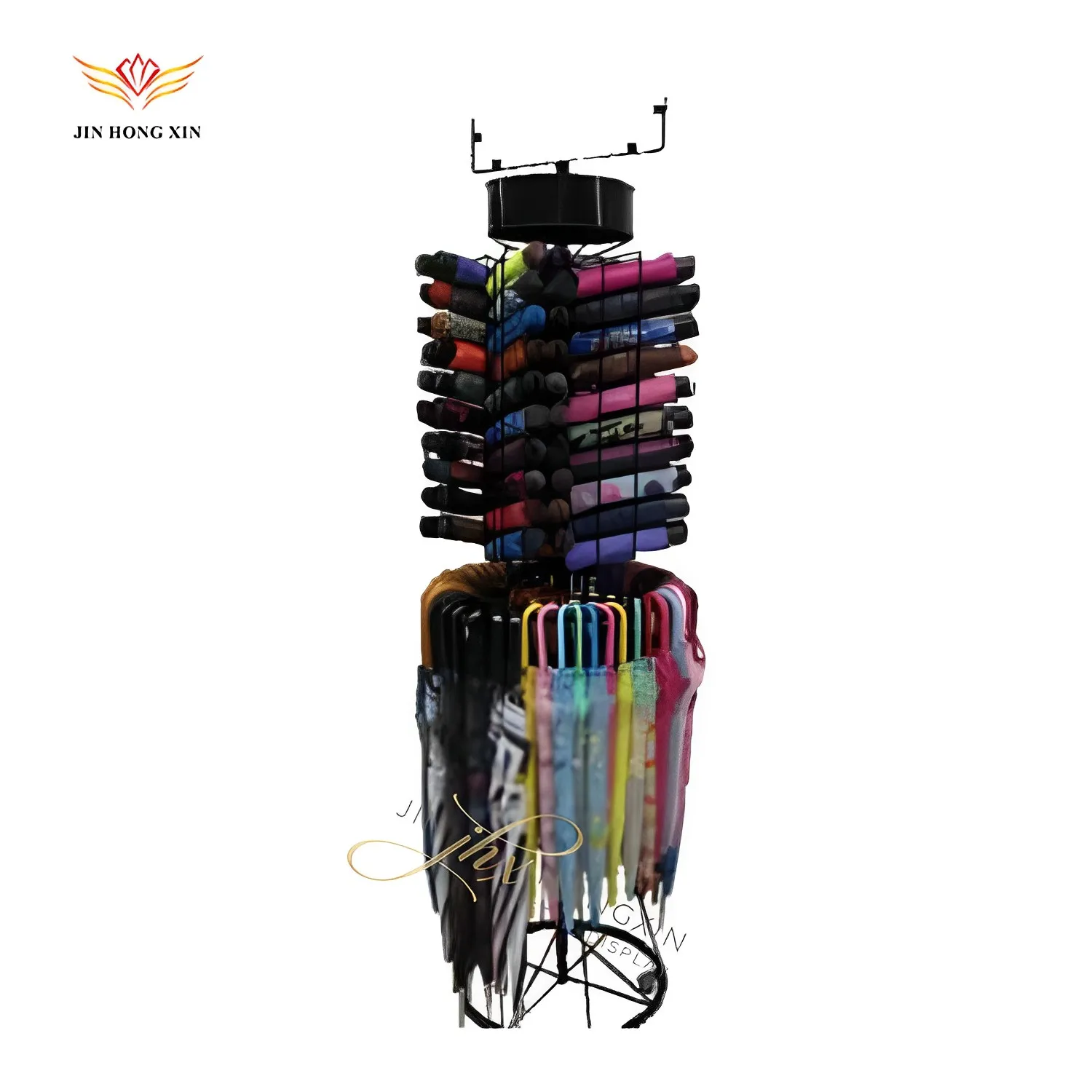 customized steel layers tiers metal umbrella storage display stand rack pvc coating wheel indoor