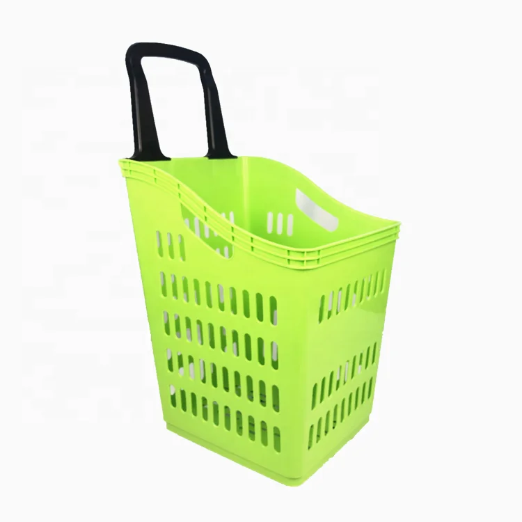 Manufacturer eco-friendly grocery store rolling shopping basket wholesale
