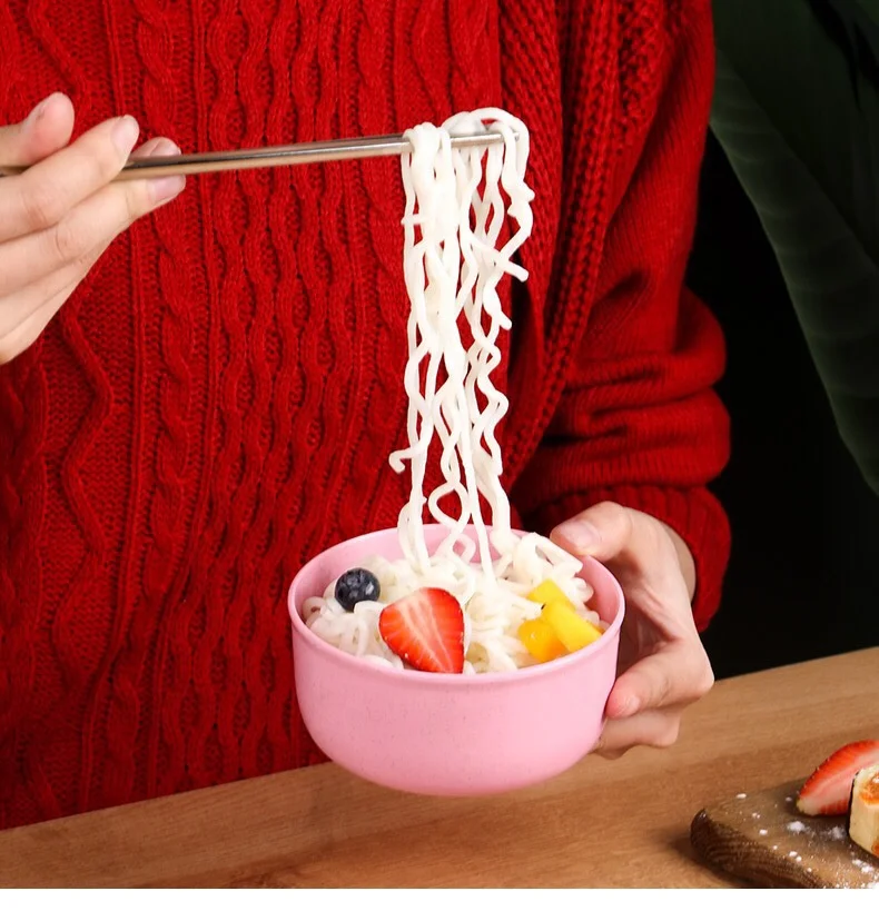 Unbreakable Cereal Wheat Straw Bowls 4pcs Dinner Bowls Fruit Soup Bowl Support Dishwasher Microwave Safe Tableware Set