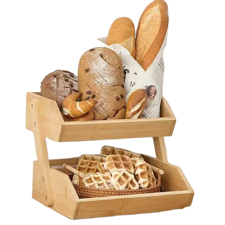 DIY Eco-Friendly 2-Tier Bamboo Storage Organizer Double Layer Organizer Basket Stylish and Space-Saving Solution for Your Home