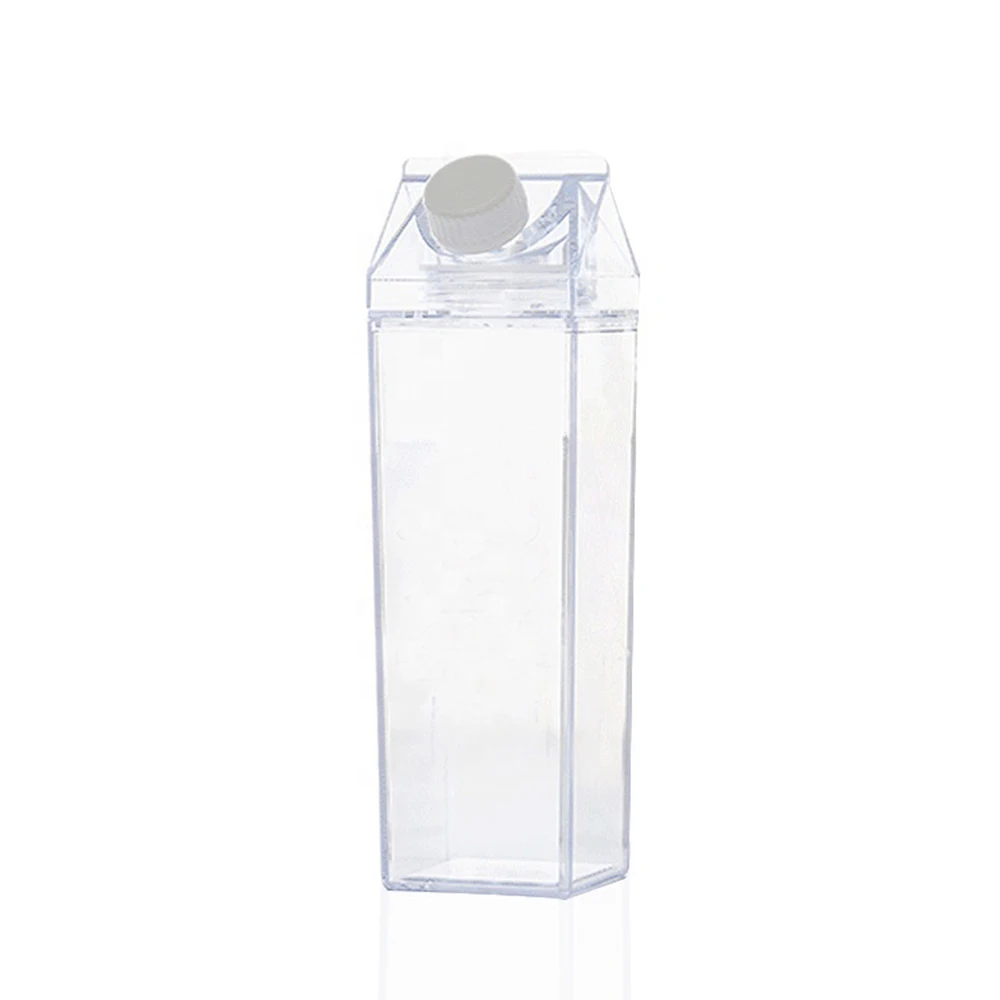 
1000ml Custom Transparent Clear Plastic Milk Carton Water Bottle  (1600123945424)