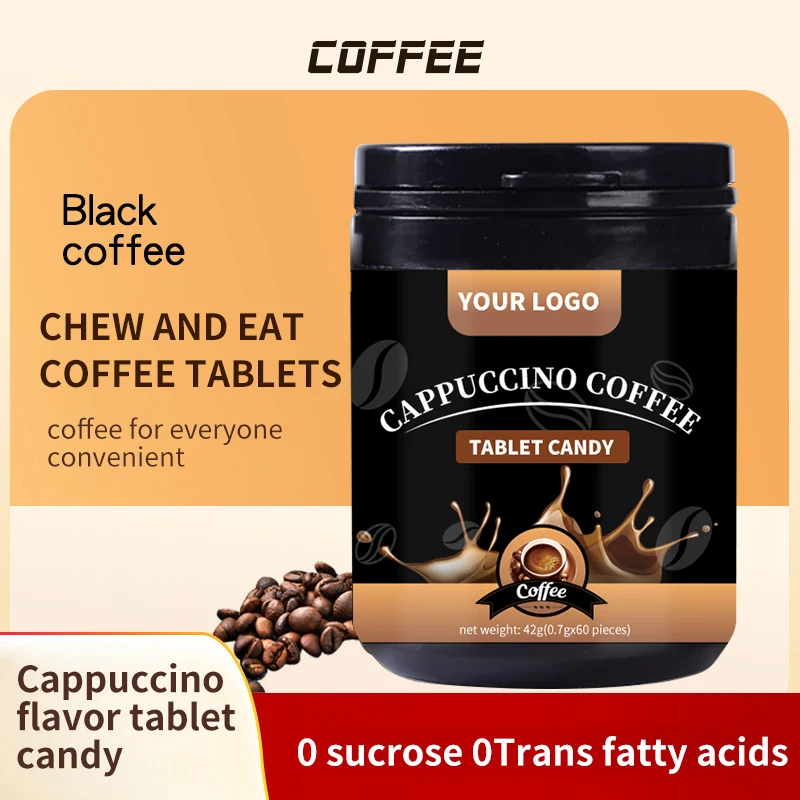 OEM/RTS Classic Cappuccino Coffee Bean Flavored Tablet Candy Loose Hard Candy with Classic Coffee Taste for Adults