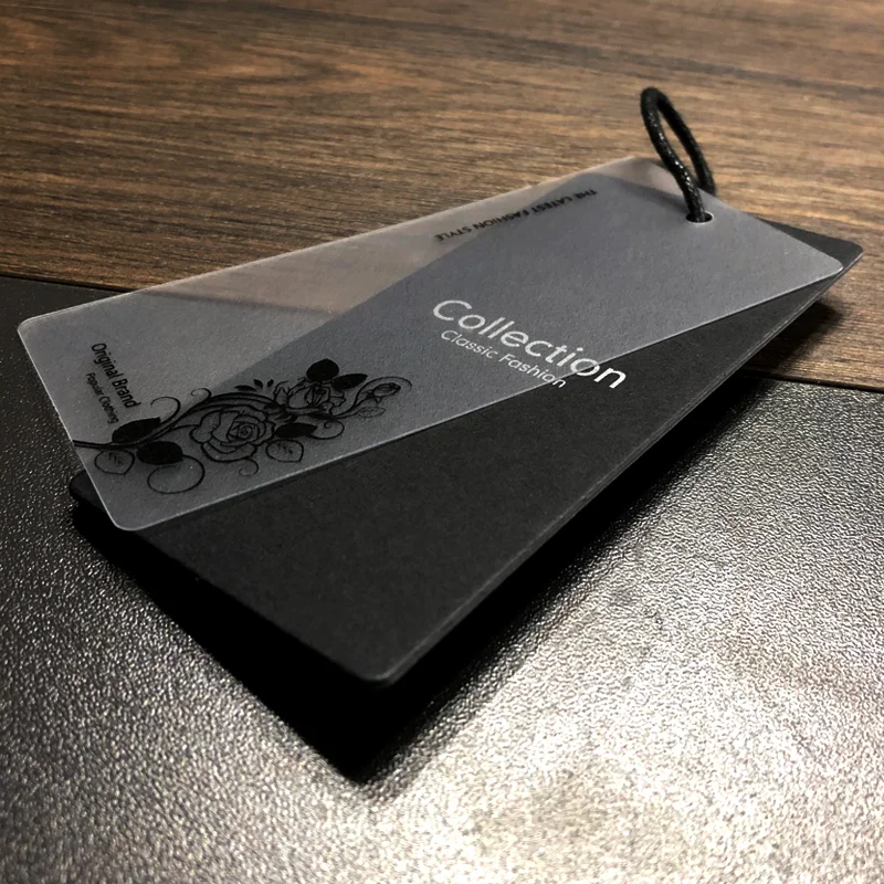 Luxury Custom New Label Design Black Cardboard Paper Clothing Hang Tags Garment Tags With String For Jeans Manufacture
