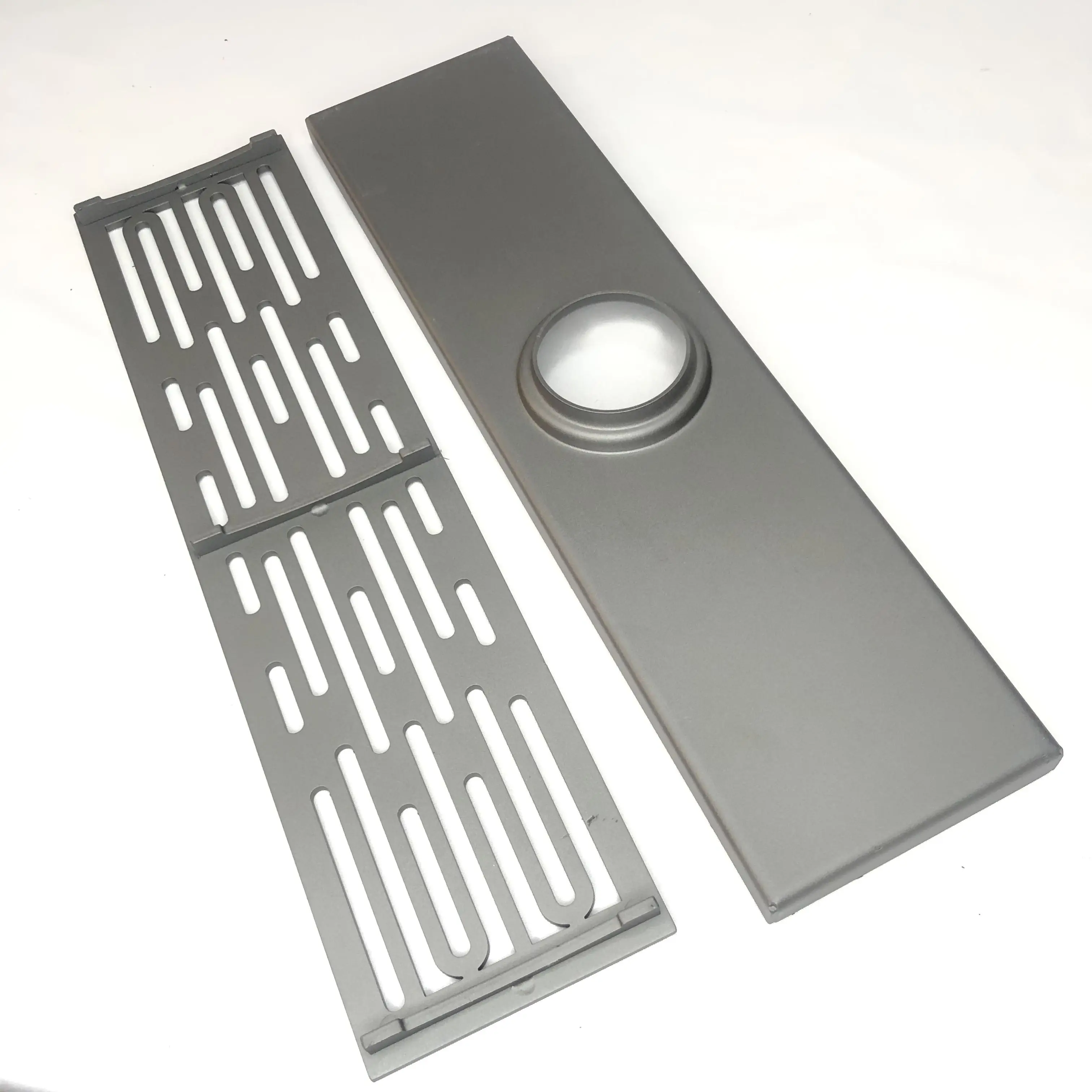 24 Inch grey Linear Pipe Insert Grille Detachable Hidden Cover SUS 304 Stainless Steel Rectangular Floor Shower Drain