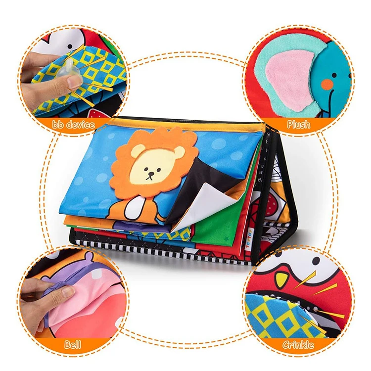0-3 Months Brain Developmental Baby Mirror Tummy Time Toys with Cloth Book&Teethers,High Contrast Baby Sensory Toy