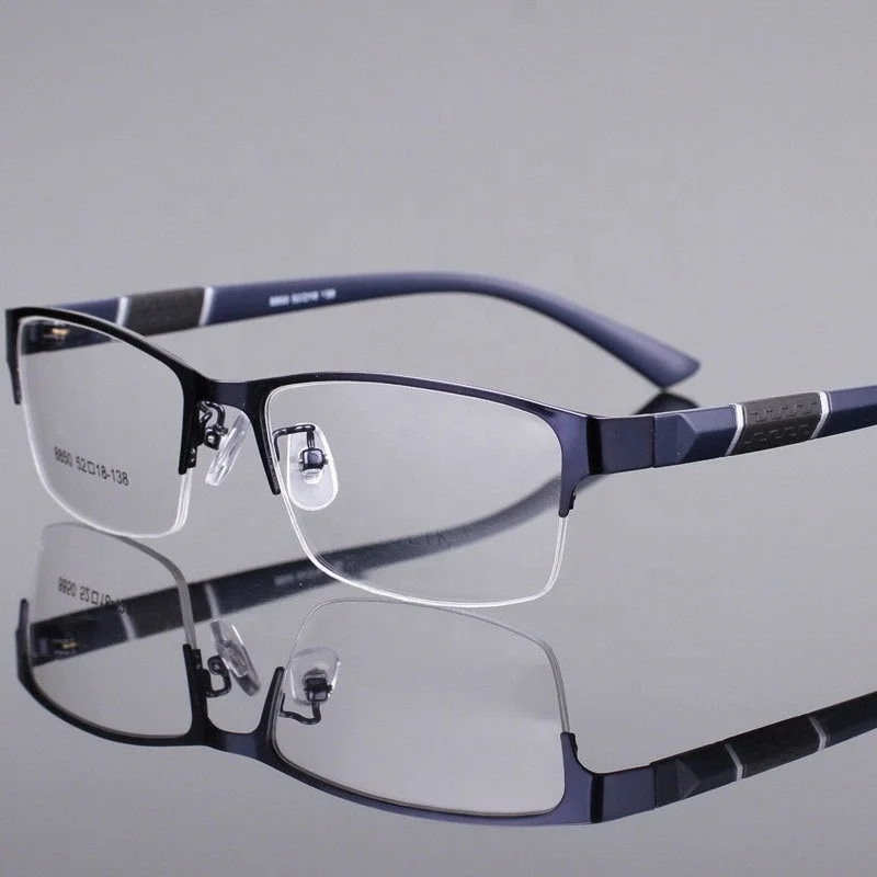Trendy Wholesale Computer Square Frame Half Rimless Glasses 2024 Reading Small Frame Anti Blue Light Prescription Unisex Glasses