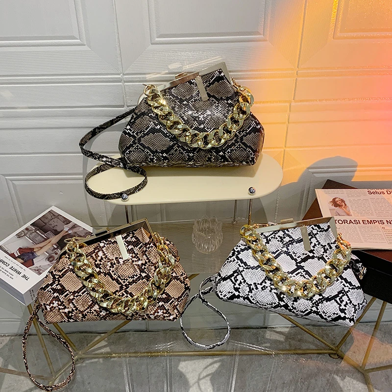 HEC New Arrival Trending Snake Skin Purses and Handbags Ladies Leather Luxury Shoulder Bag for Women
