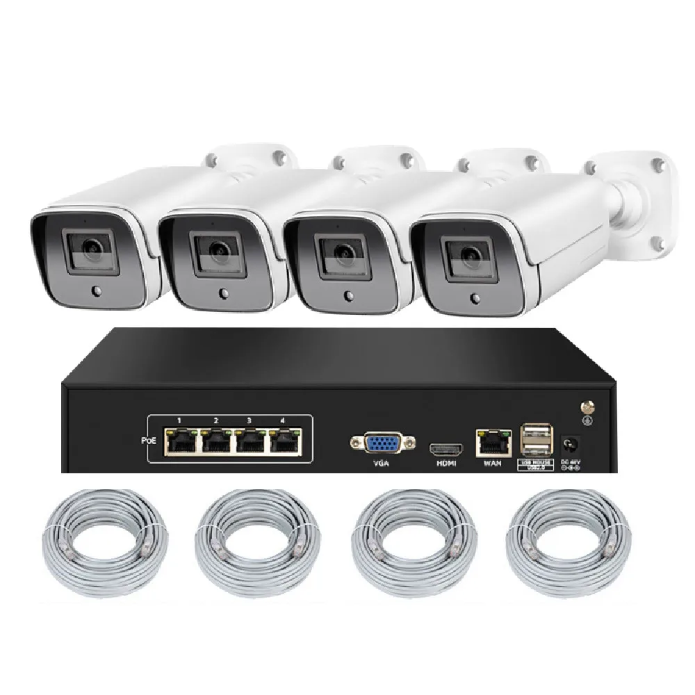 JXJ 4CH HD Wireless System IP66 Outdoor AI Human IP Security Set Video Wifi Mini Cctv Camera Tuya With Mobile Nvr Kit