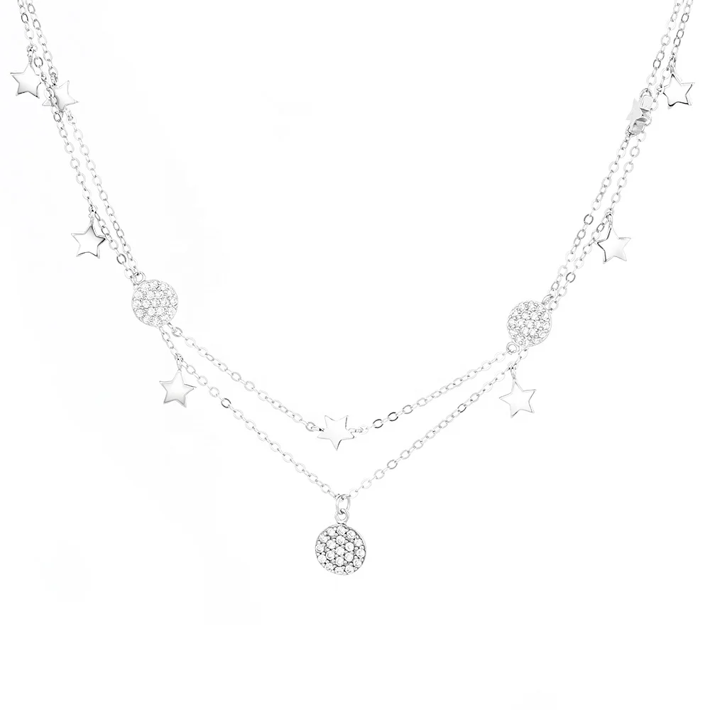 Fashion Trends Necklace Circular Zircon Five-Pointed Star Multi-Layer Necklace