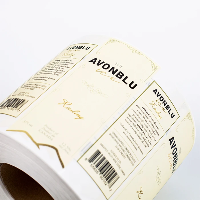 elegant wine label manufacturer custom self adhesive textured paper gold foil wine label roll sticker printing