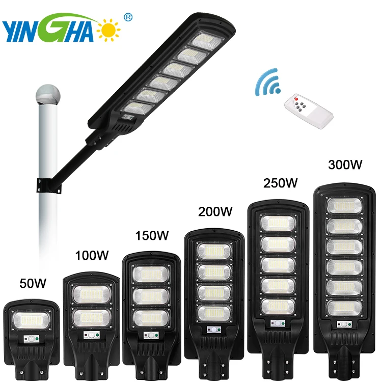 100W 200W 300W Solar Street Lighting Lamp Waterproof All In One Outdoor Led Solar Street Light