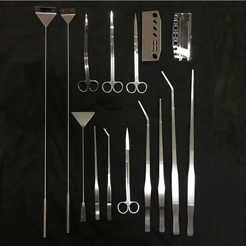 Stainless steel aquatic planted tools handmade diy aquarium aquascape plants cutting cleaning tools set