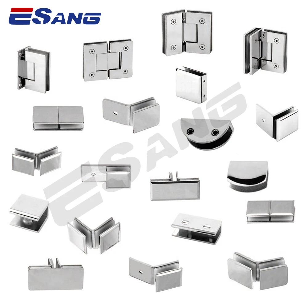ESANG Shower Glass Fitting Hardware Shower Clamp 304 Stainless Steel Glass Shower Door Hinges