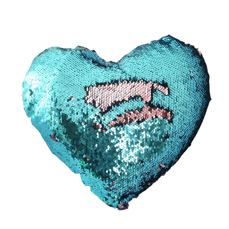 
Heart shaped kids decorative sublimation heart sequin pillow 
