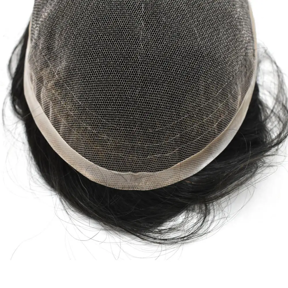 Hot Sale Indian Virgin Hair Toupee Swiss Lace Replacement Men Hair Toupee With Thin PU Around Hair