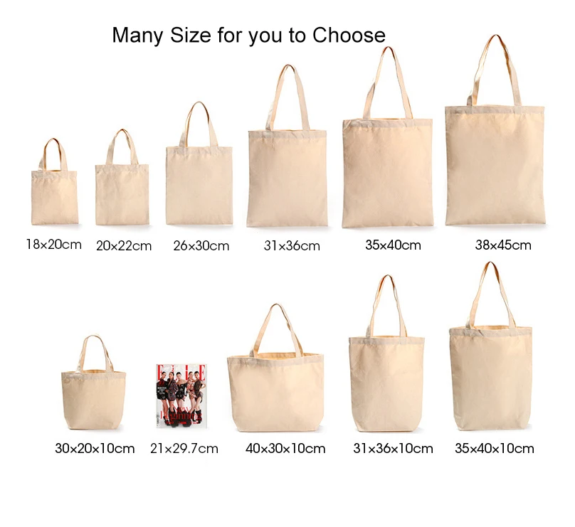 Custom Logo Size Printed Eco Friendly Recycled Shopping Bag Reusable Plain Cotton Canvas Shopping Tote Bag for Women