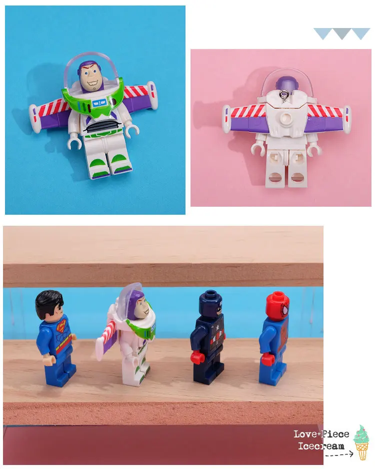 Story Buzz Light year Woody Key Chain 3D Building Block Keychain Superhero Unicorns Pendants Car Keychain