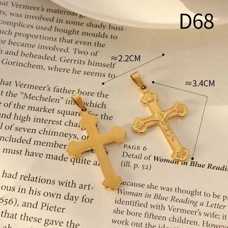 High Quality Custom Hiphop Jewelry Religious 18K Gold Plated Stainless Steel Crucifix Cross Medal Christian Pendant For Women