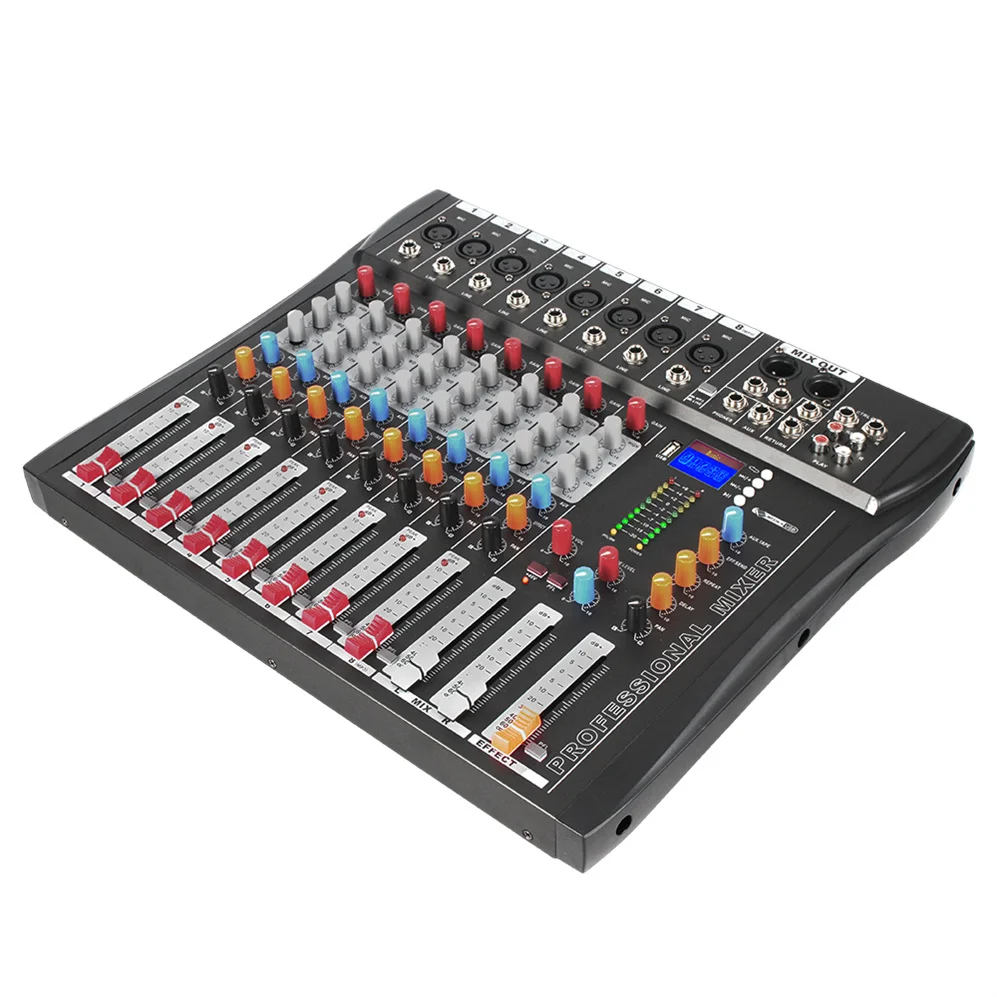 Профессиональный звуковой микшер OEM USB MP3 вход 48 В фантомное питание DJ консоль 8-канальная студийная звуковая