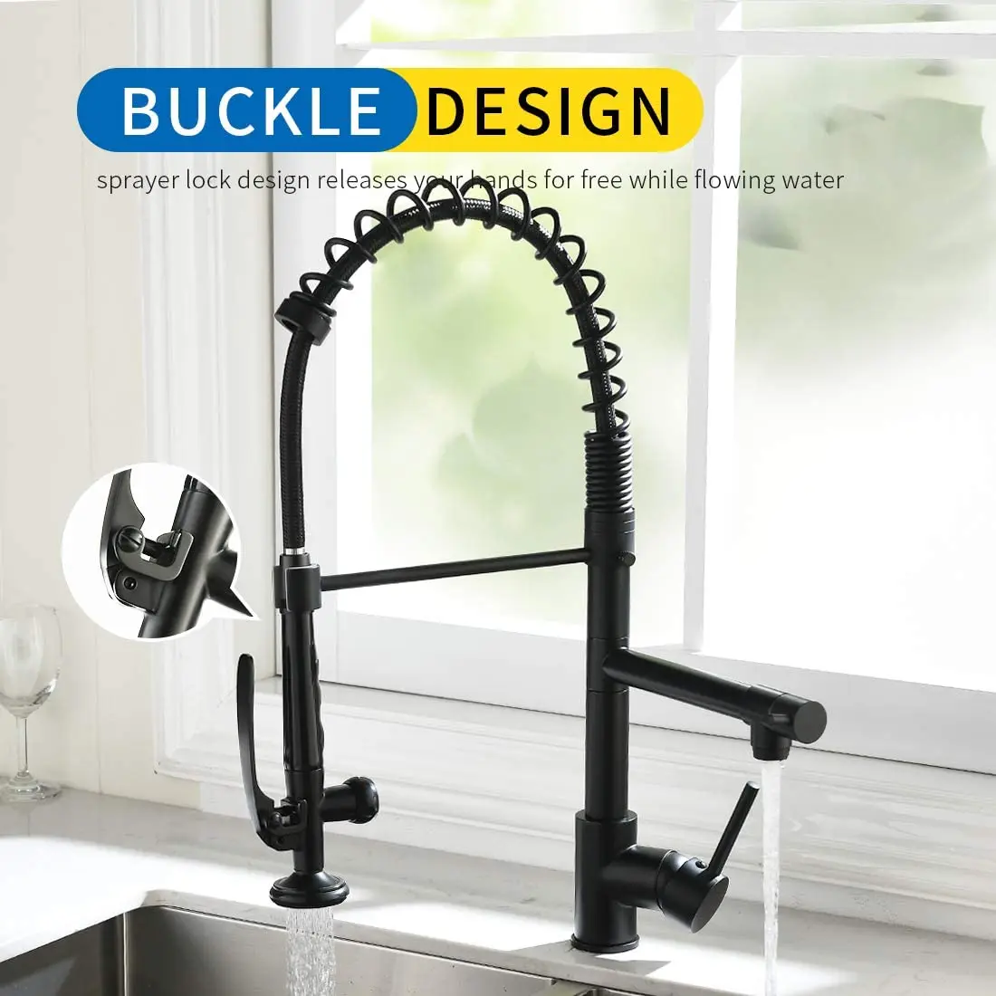 Factory Supply Pull down Sink Faucet Brass Water Taps  Black Faucets Kitchen Faucet