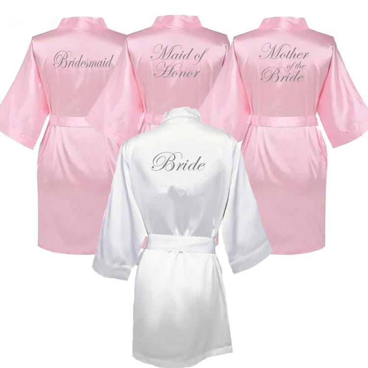 pink silk robes custom satin robes with logo silk satin robe for women