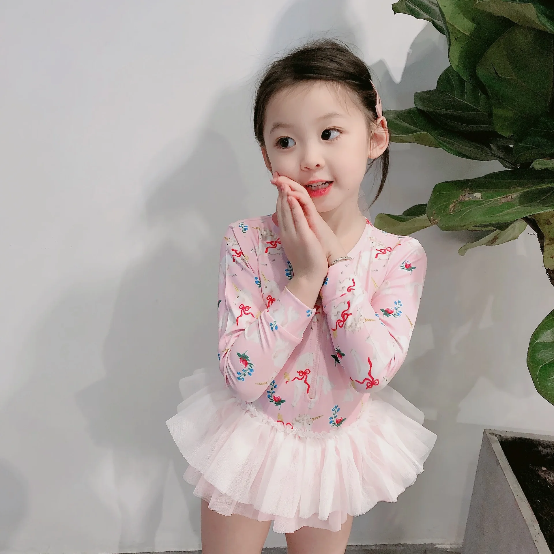 Kids Cartoon One Piece Swimsuit Child Glitter Print Swimsuit Digital Print Swimsuit Cute Girl Swimwear